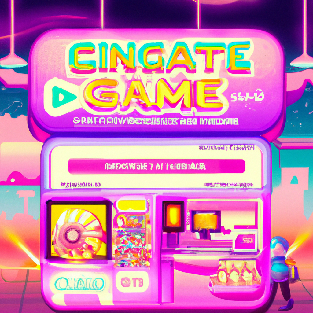 Neon arcade cabinet scene